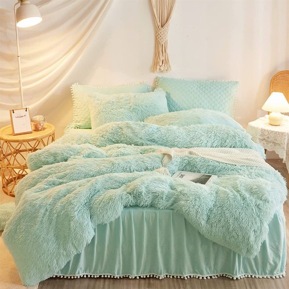 Other - - New Luxury Faux Fur Duvet Cover,Cute Plush Comforter Set (1 Faux Fur Duv…